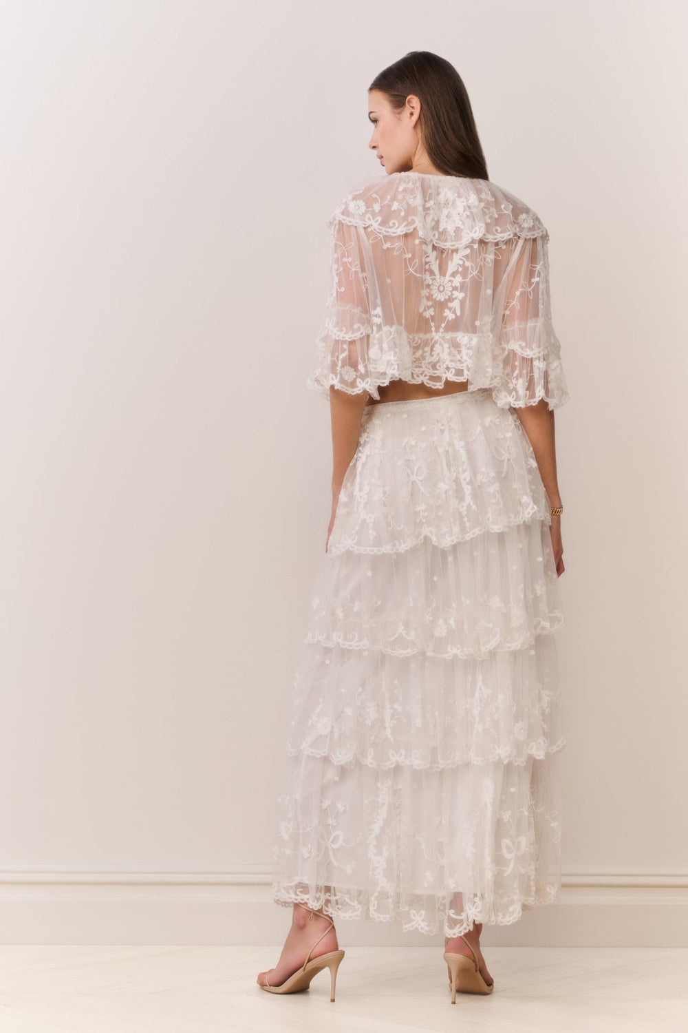 Celesa Embroidered Mesh Tiered Maxi Skirt | Loveshackfancy discount