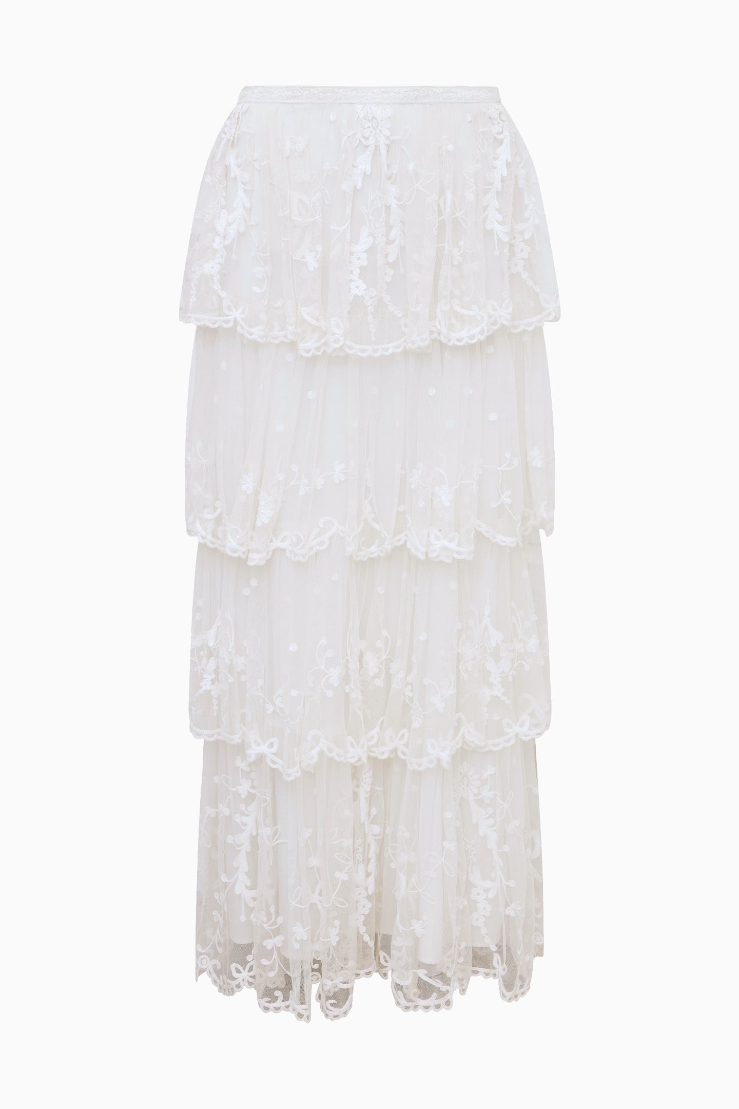 Celesa Embroidered Mesh Tiered Maxi Skirt | Loveshackfancy discount