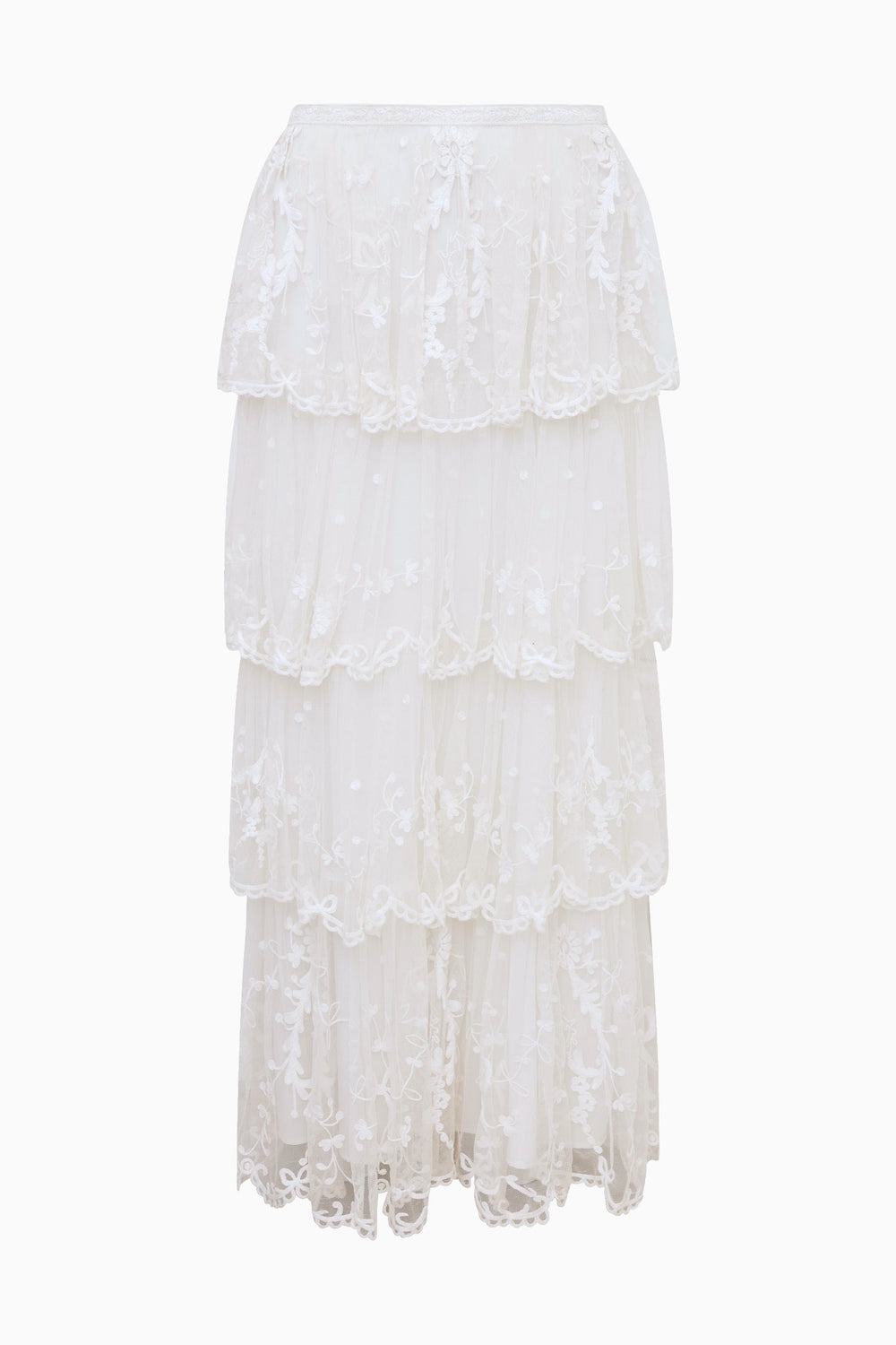 Celesa Embroidered Mesh Tiered Maxi Skirt | Loveshackfancy discount