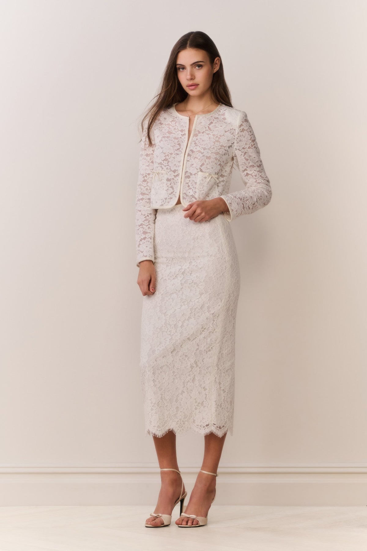 Ilse Lace Midi Pencil Skirt | Loveshackfancy on sale