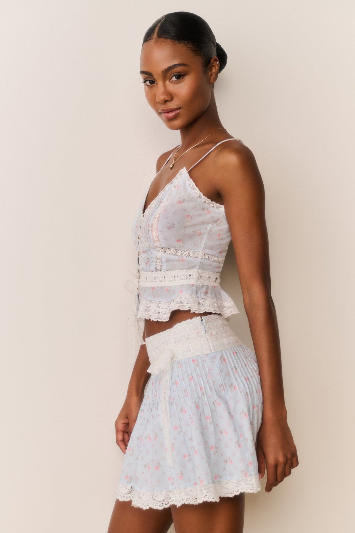 Solena Floral Cotton Mini Skirt | Loveshackfancy US