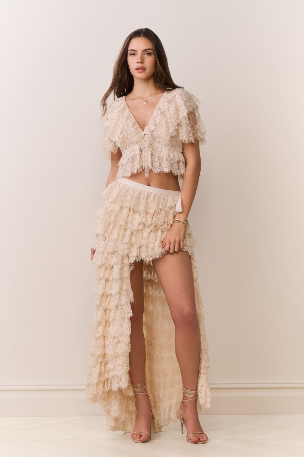 Camilia Lace Ruffle High-Low Skirt | Loveshackfancy discount