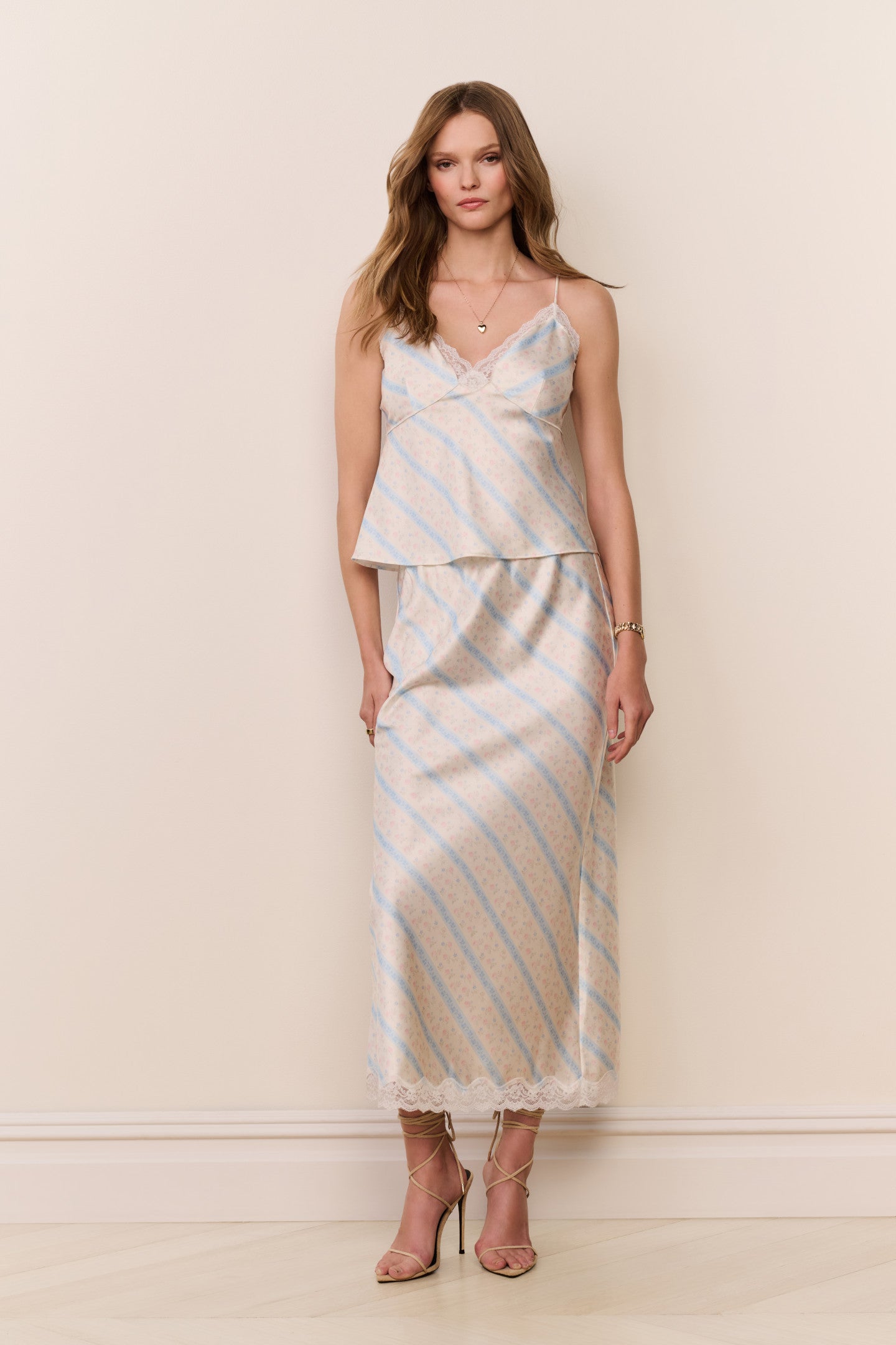 Kalo Floral Stripe Midi Skirt | Loveshackfancy sale