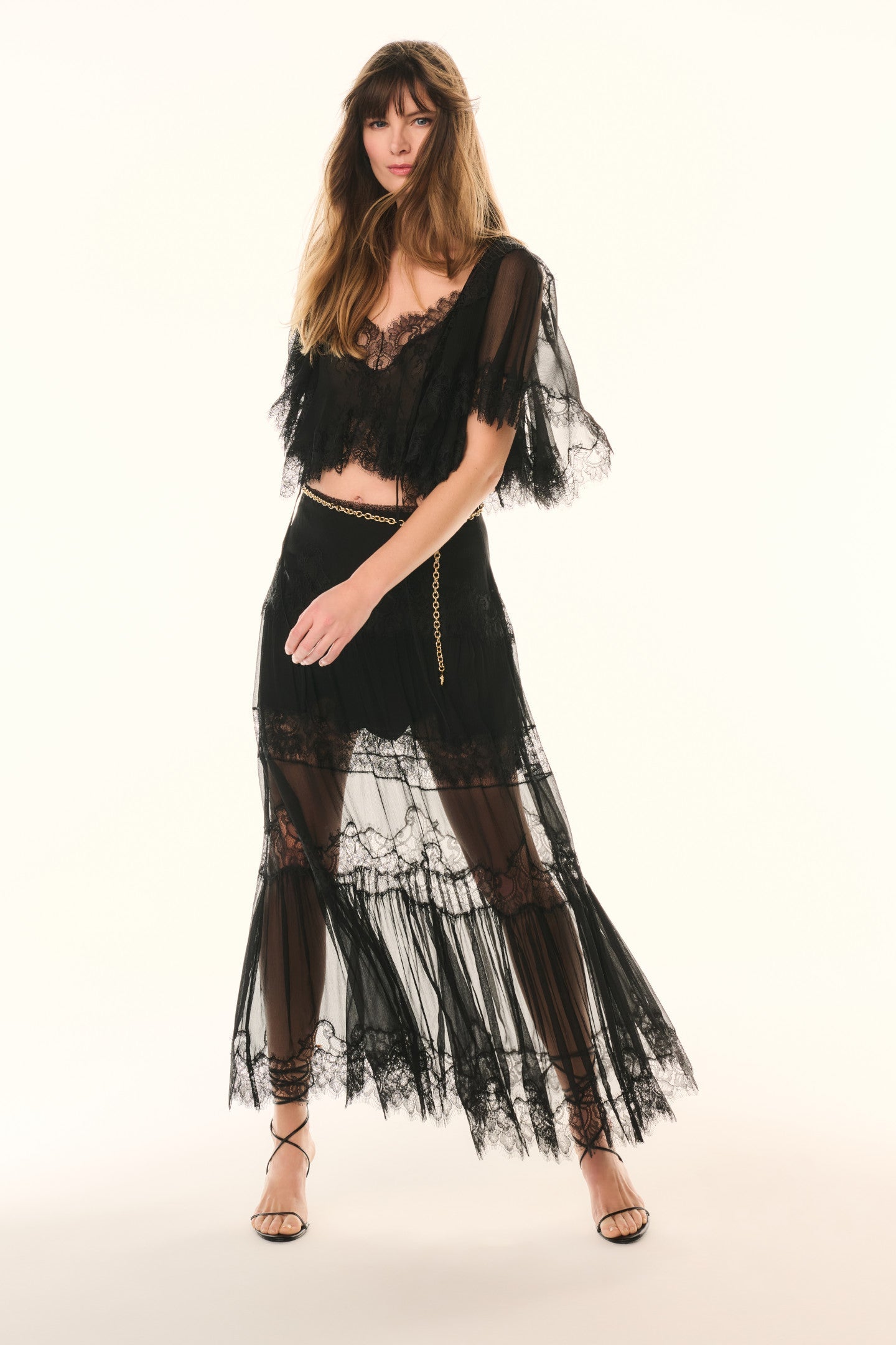 Aureline Silk Lace Pleated Maxi Skirt | Loveshackfancy US