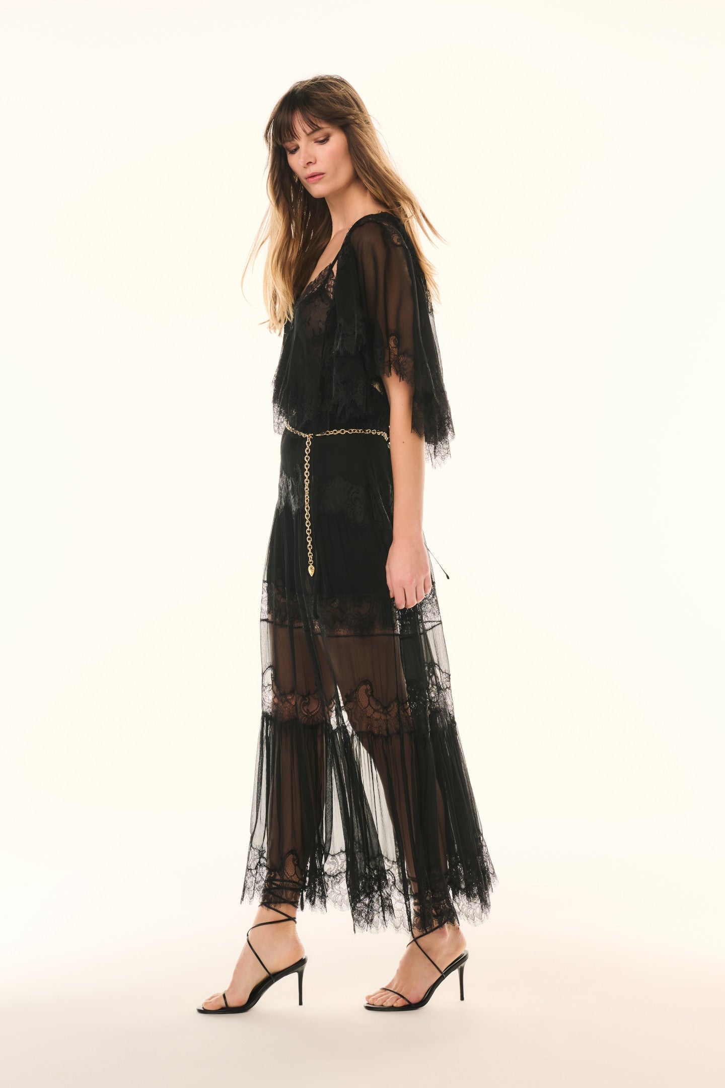 Aureline Silk Lace Pleated Maxi Skirt | Loveshackfancy US