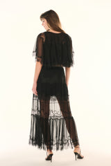 Aureline Silk Lace Pleated Maxi Skirt | Loveshackfancy US