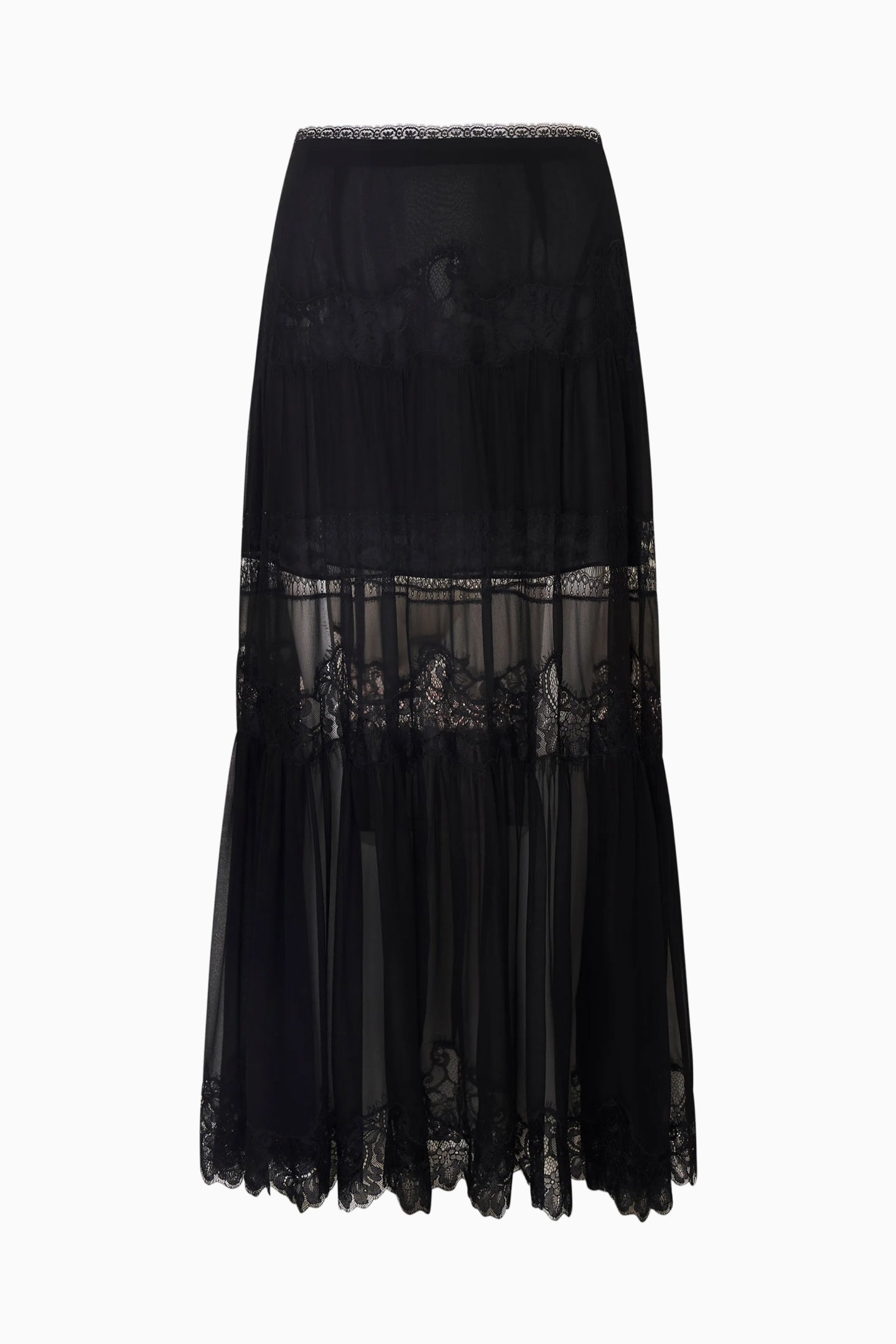 Aureline Silk Lace Pleated Maxi Skirt | Loveshackfancy US