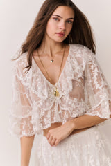 Vessia Sheer Embroidered Mesh Top | Loveshackfancy for sale