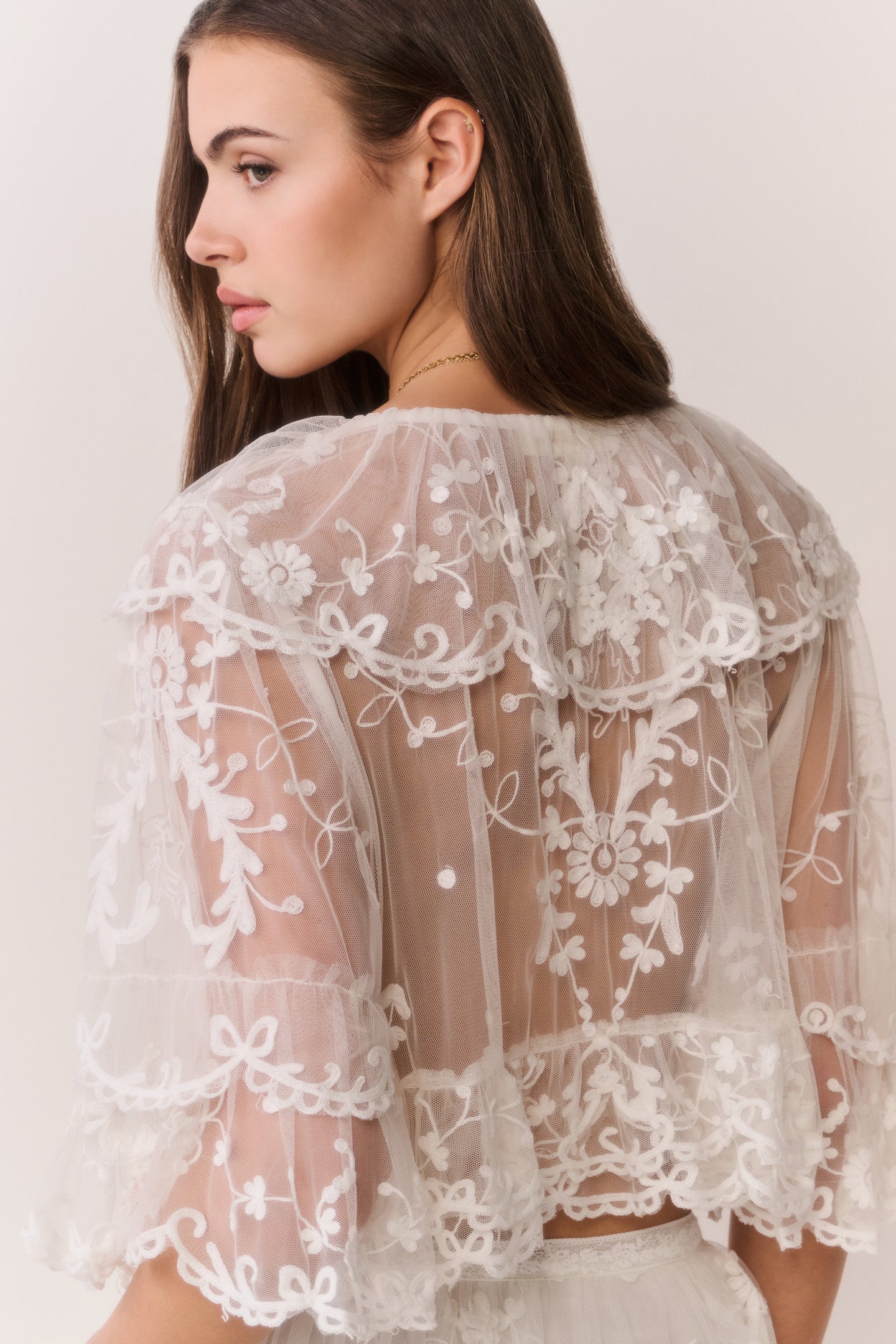 Vessia Sheer Embroidered Mesh Top | Loveshackfancy for sale