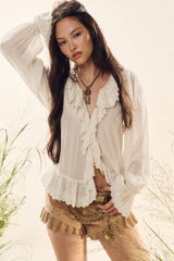 Avee Silk Ruffle Blouse | Loveshackfancy online