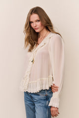 Avee Silk Ruffle Blouse | Loveshackfancy online