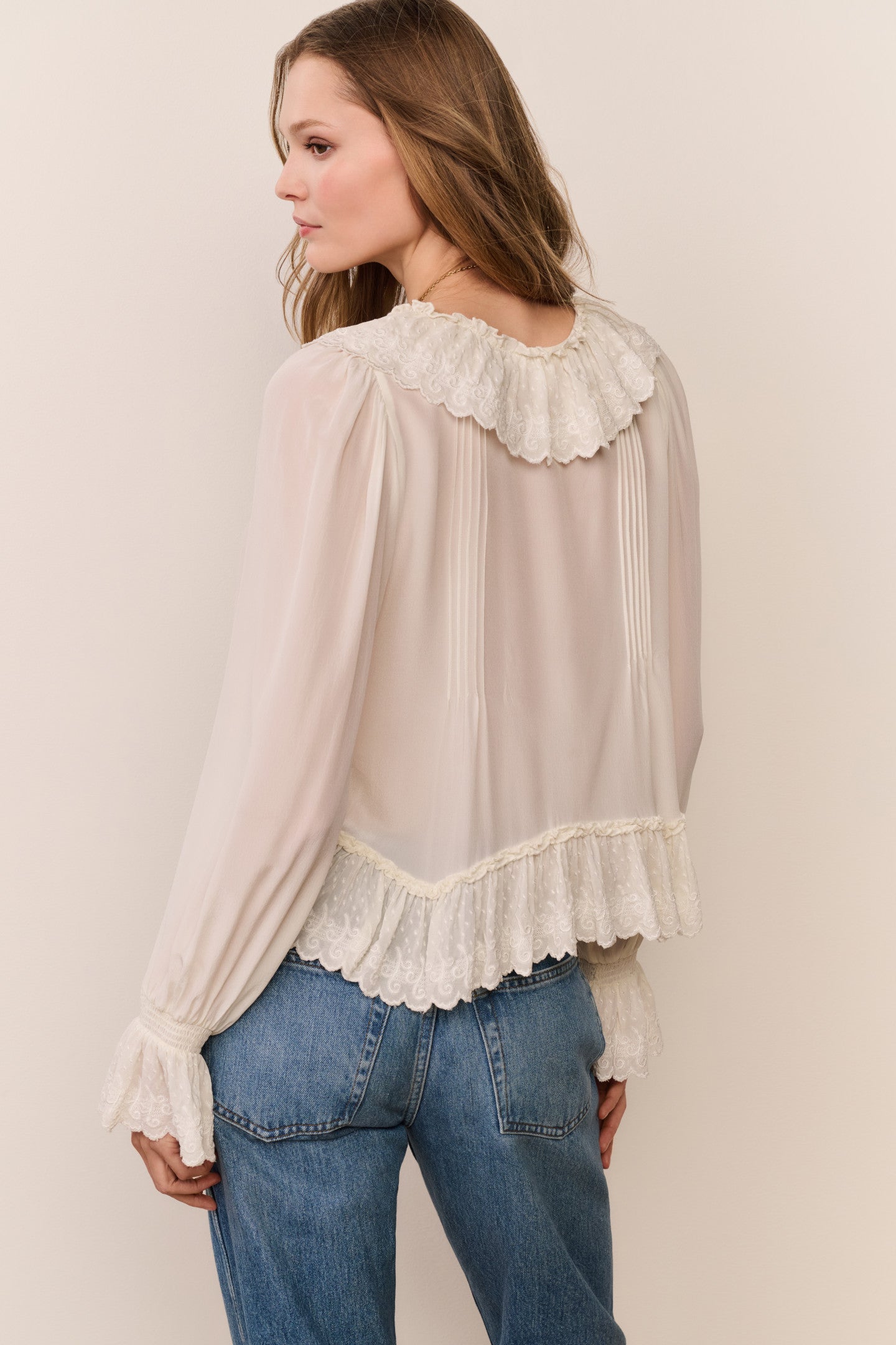 Avee Silk Ruffle Blouse | Loveshackfancy online