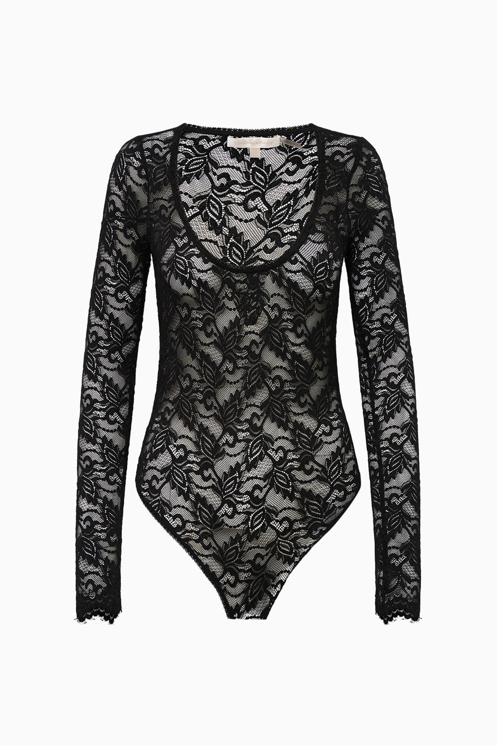Jennie Sheer Lace Long Sleeve Bodysuit | Loveshackfancy online