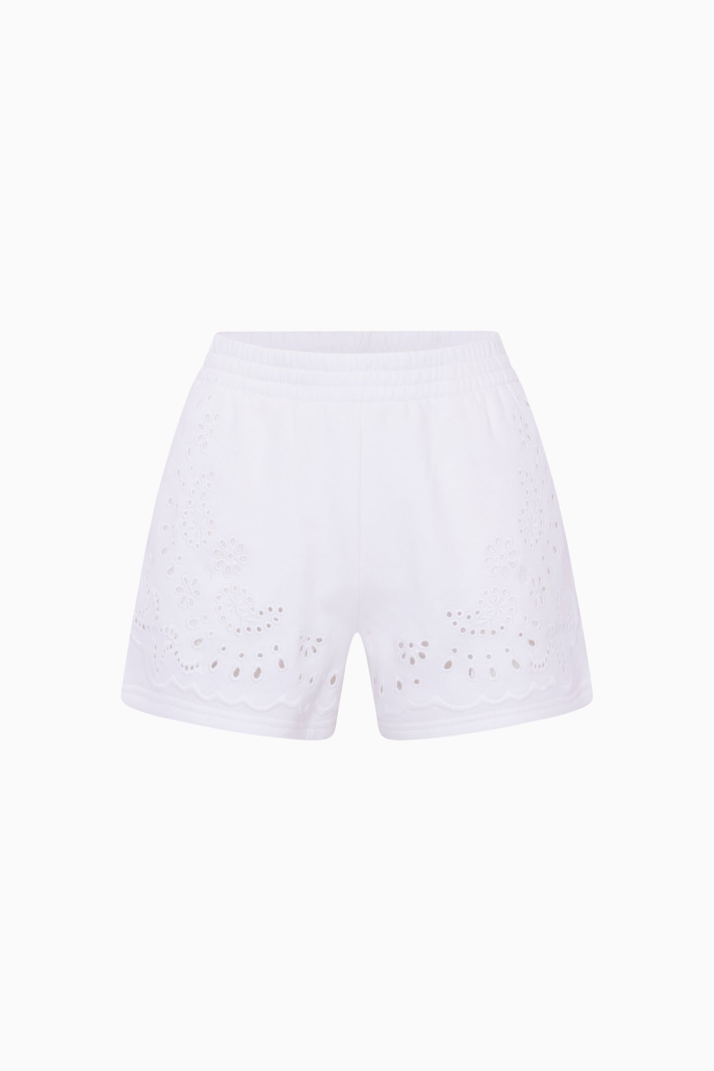 Abrah Bandana Eyelet Fleece Shorts | Loveshackfancy US
