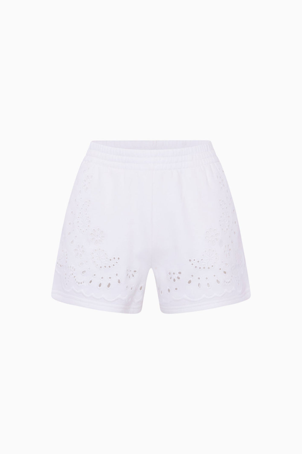 Abrah Bandana Eyelet Fleece Shorts | Loveshackfancy US
