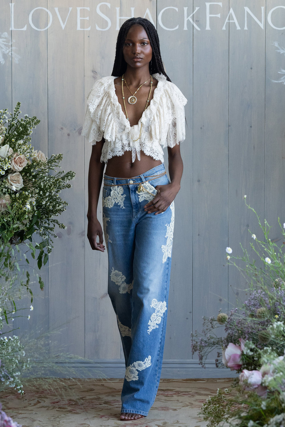 Bambie Lace Appliqué Jeans | Loveshackfancy near me