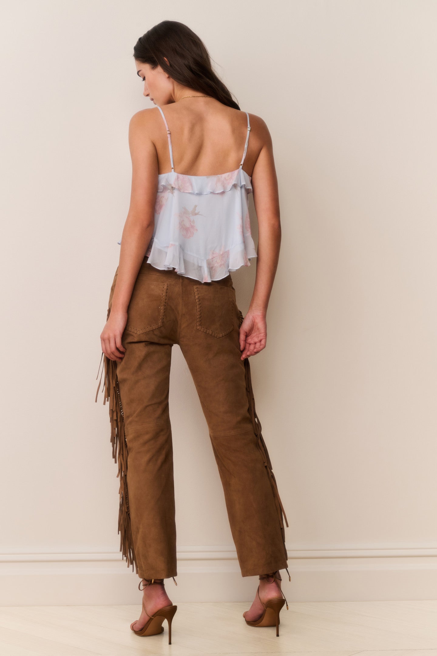 Jenya Suede Fringe Pant | Loveshackfancy online