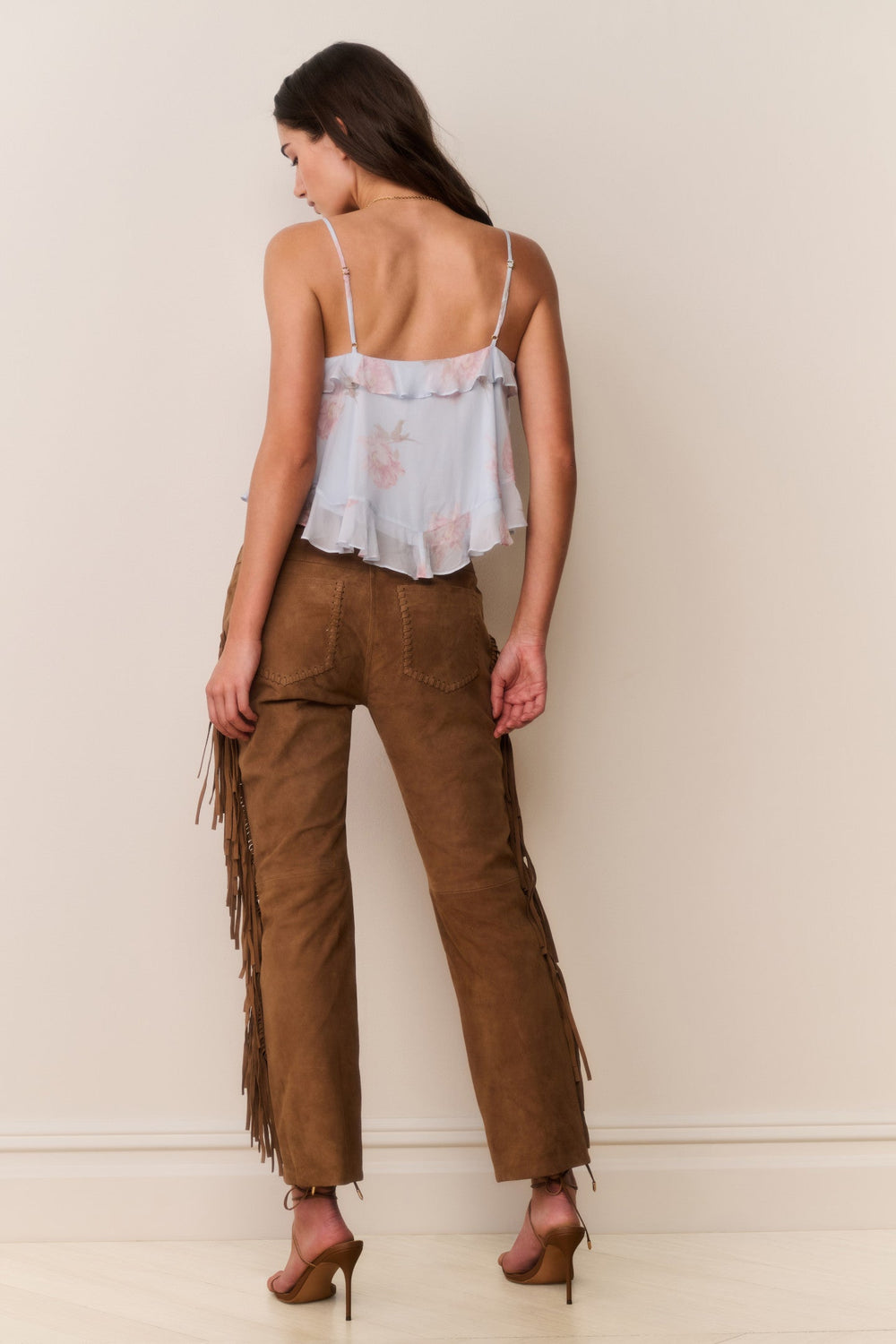 Jenya Suede Fringe Pant | Loveshackfancy online