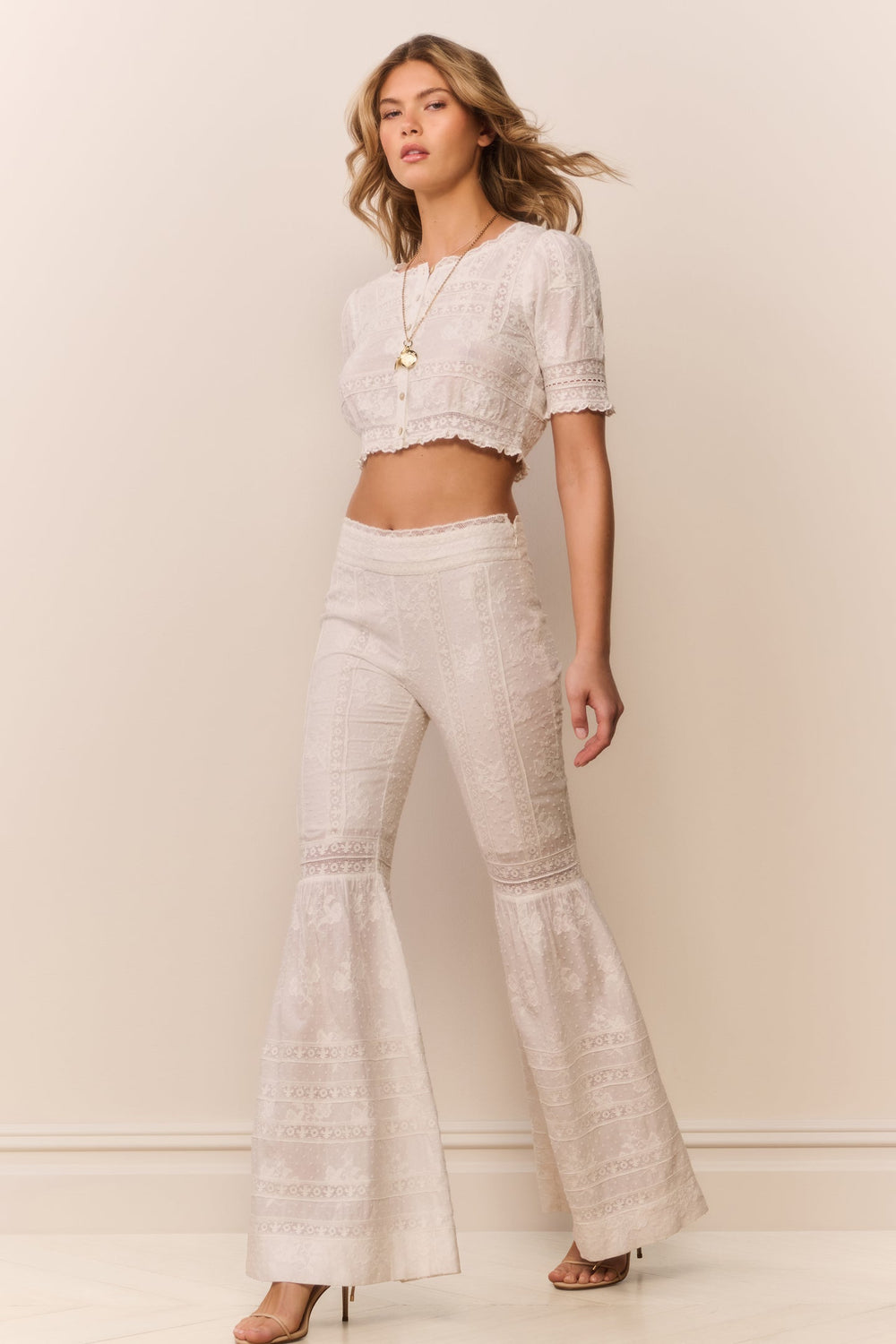 Telva Cotton Victorian Bell Bottom Pant | Loveshackfancy outlet