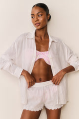 Ocean Embroidered Cotton Cover-Up Shorts | Loveshackfancy near me