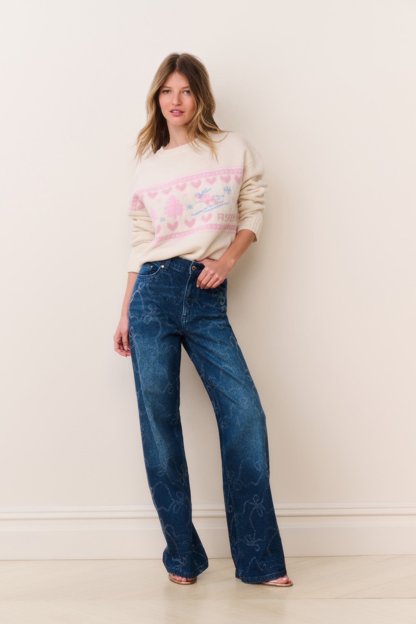 Dessa Crystal Bow Jeans | Loveshackfancy sale