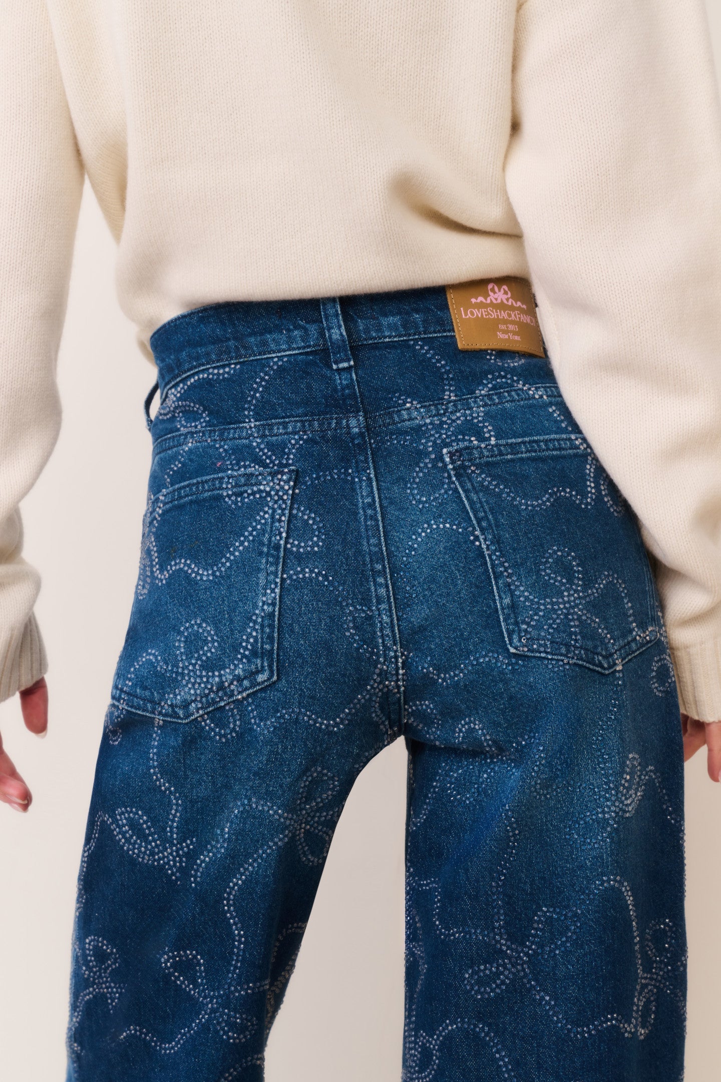 Dessa Crystal Bow Jeans | Loveshackfancy sale