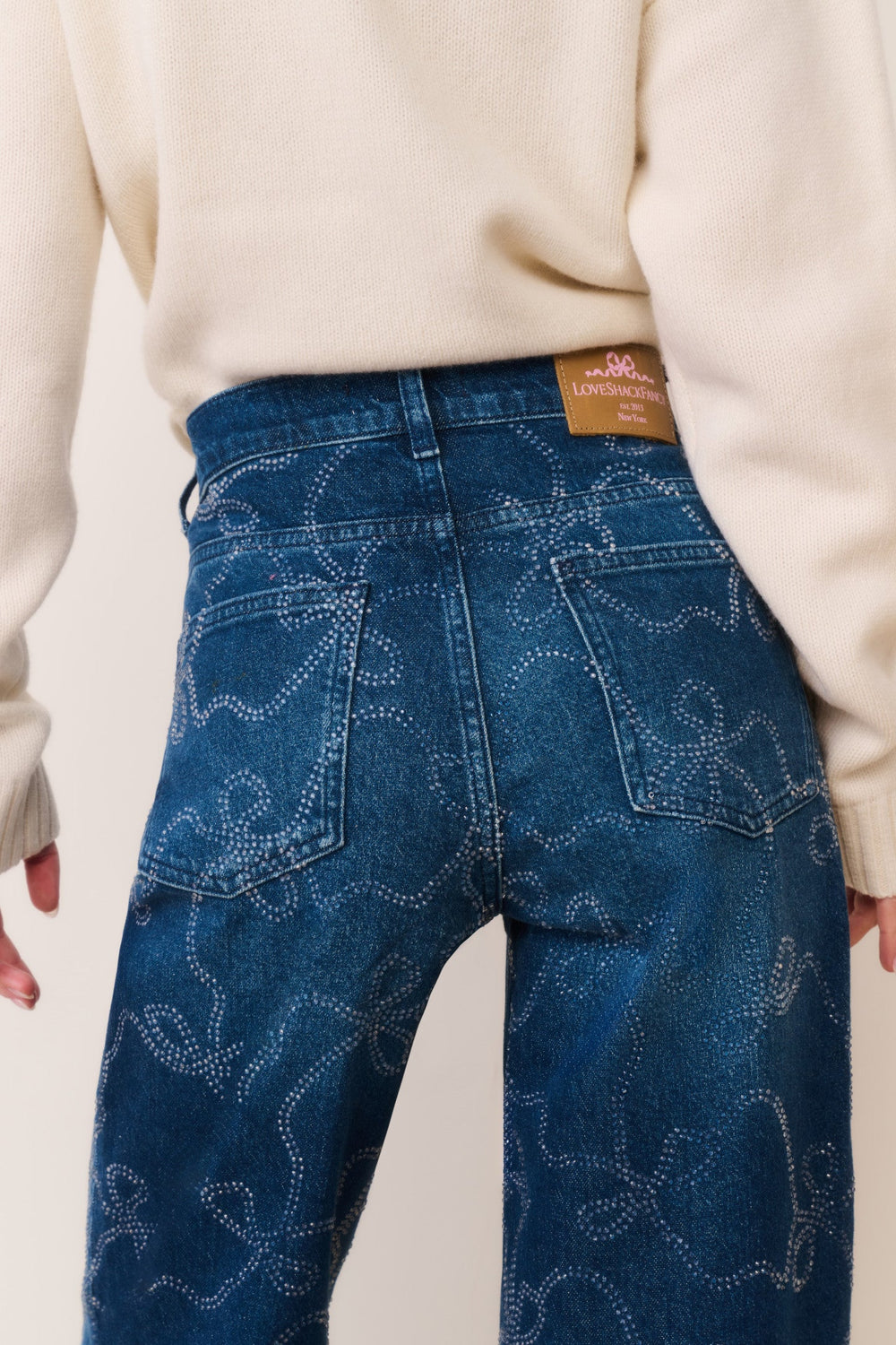 Dessa Crystal Bow Jeans | Loveshackfancy sale