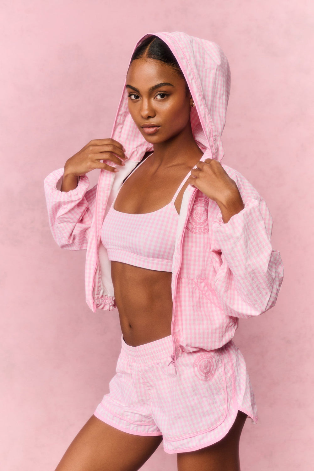 Lavey Gingham Windbreaker Shorts | Loveshackfancy US