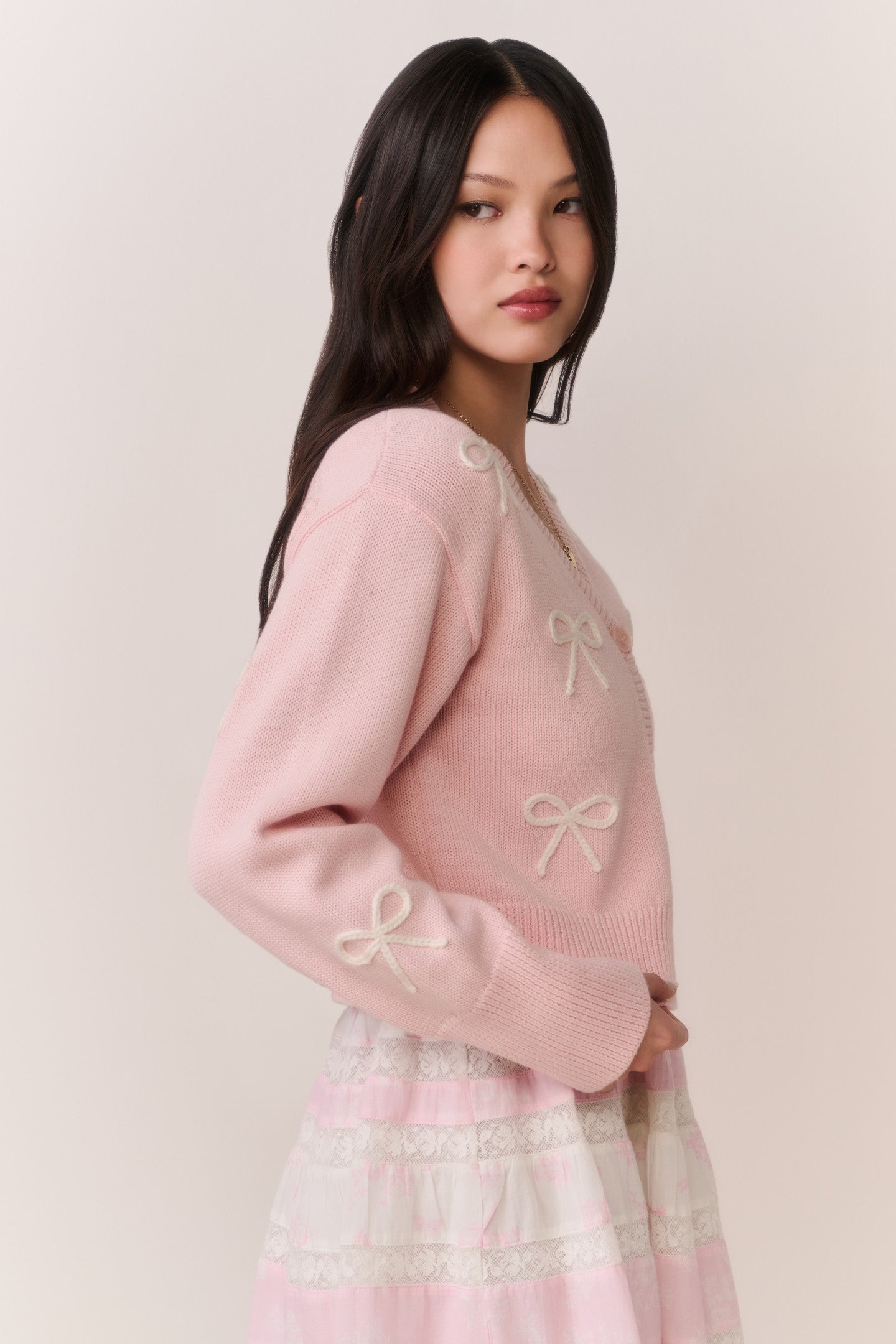Francette Cotton Bow Embroidered Cardigan | Loveshackfancy sale