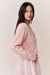 Francette Cotton Bow Embroidered Cardigan | Loveshackfancy sale