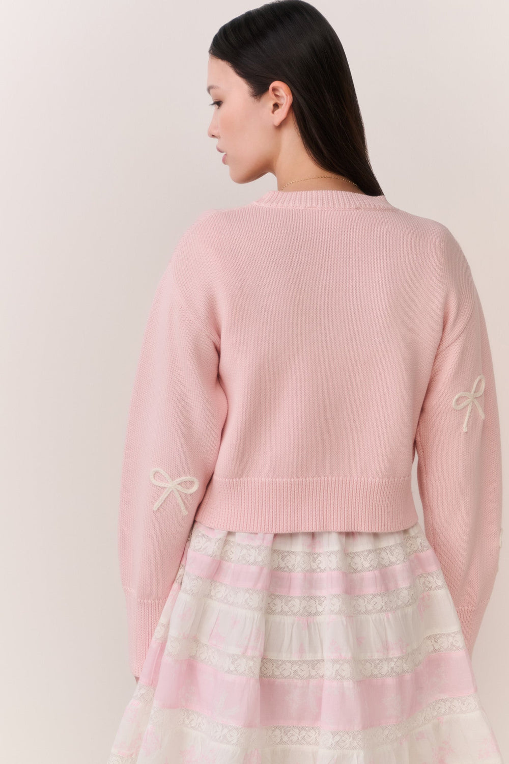 Francette Cotton Bow Embroidered Cardigan | Loveshackfancy sale