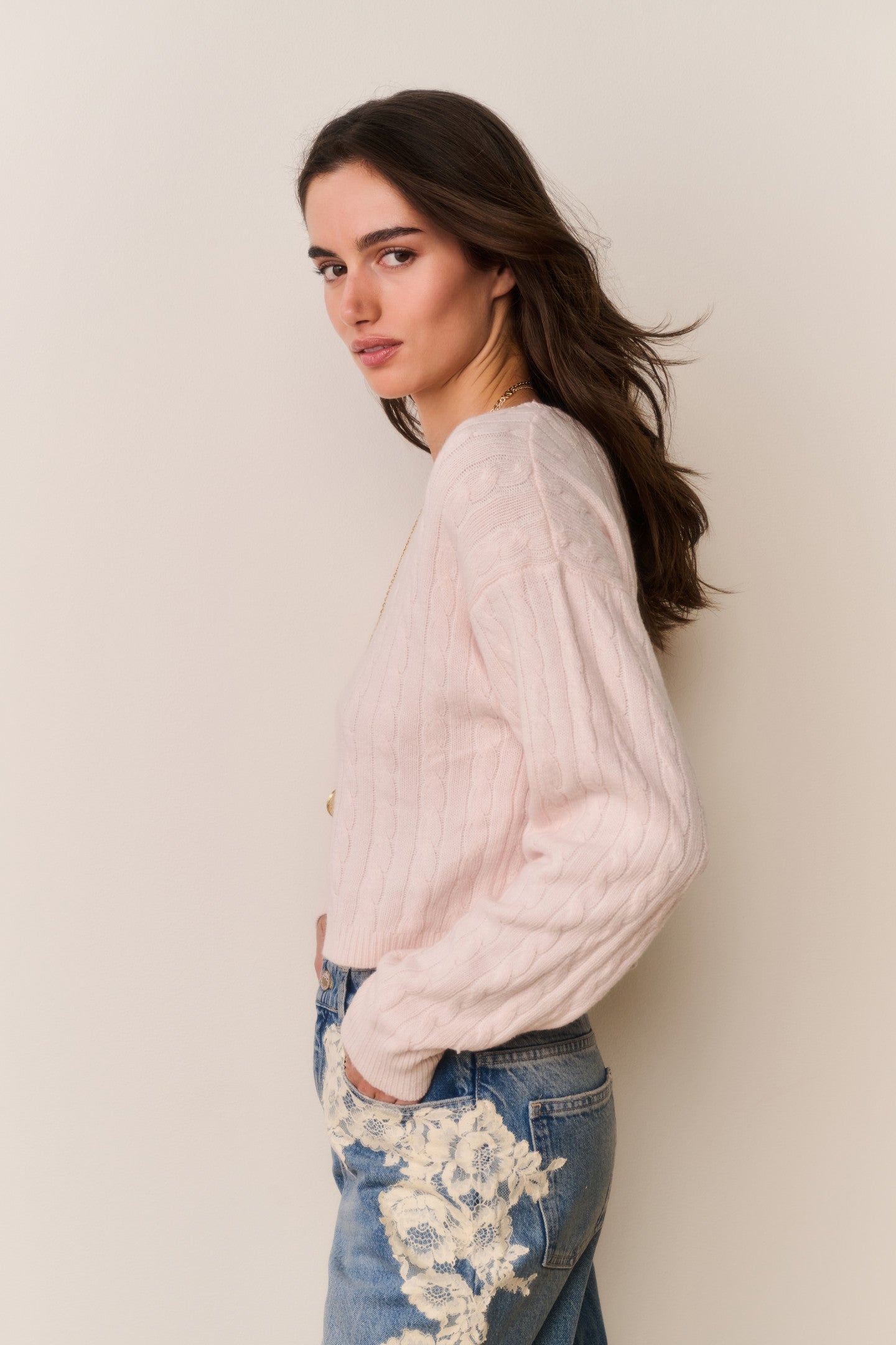 Filomena Cropped Cable Knit Pullover | Loveshackfancy outlet