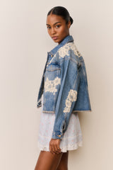 Amana Lace Appliqué Denim Jacket | Loveshackfancy online