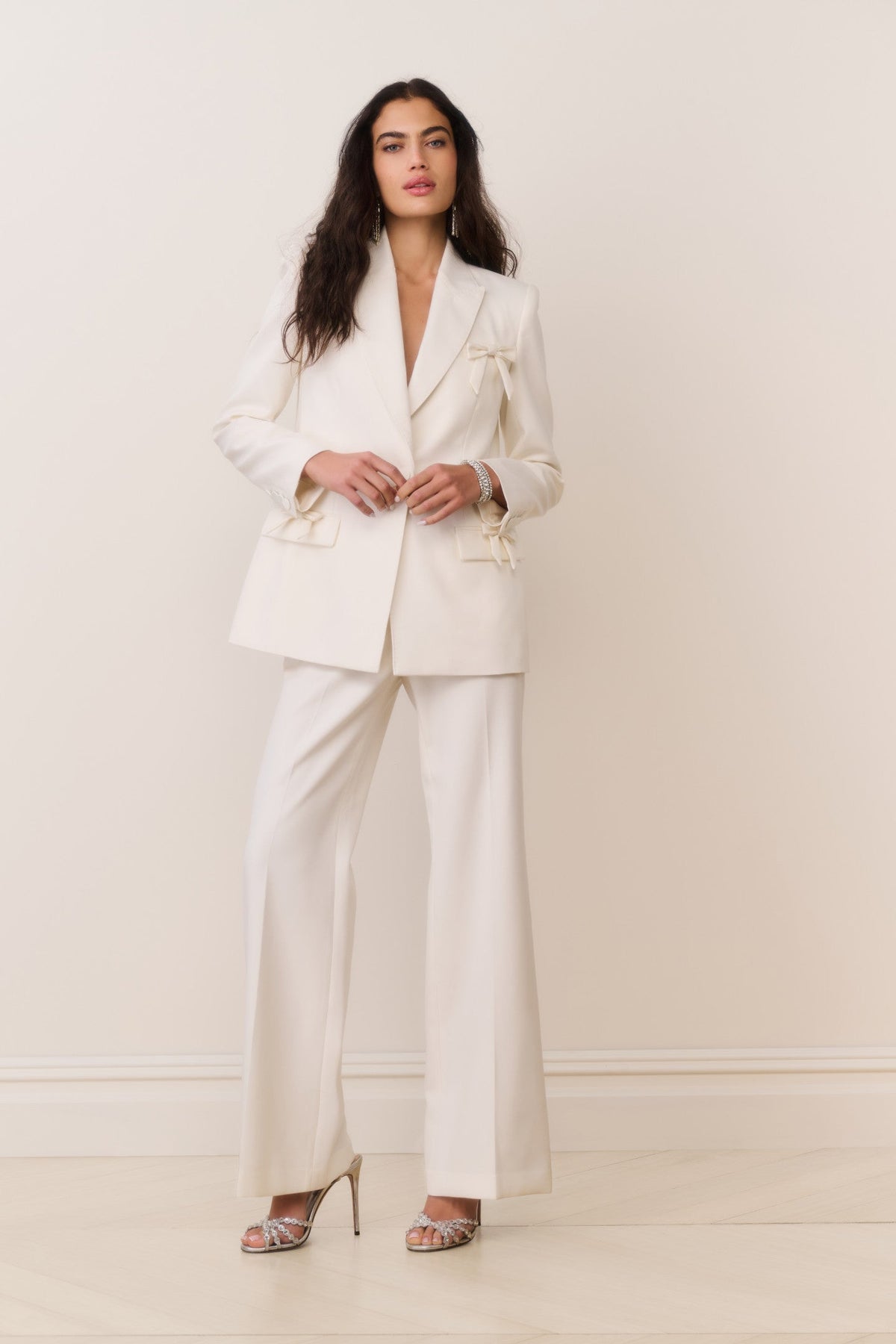 Shayne Wool-Blend Bow-Embellished Blazer | Loveshackfancy for sale