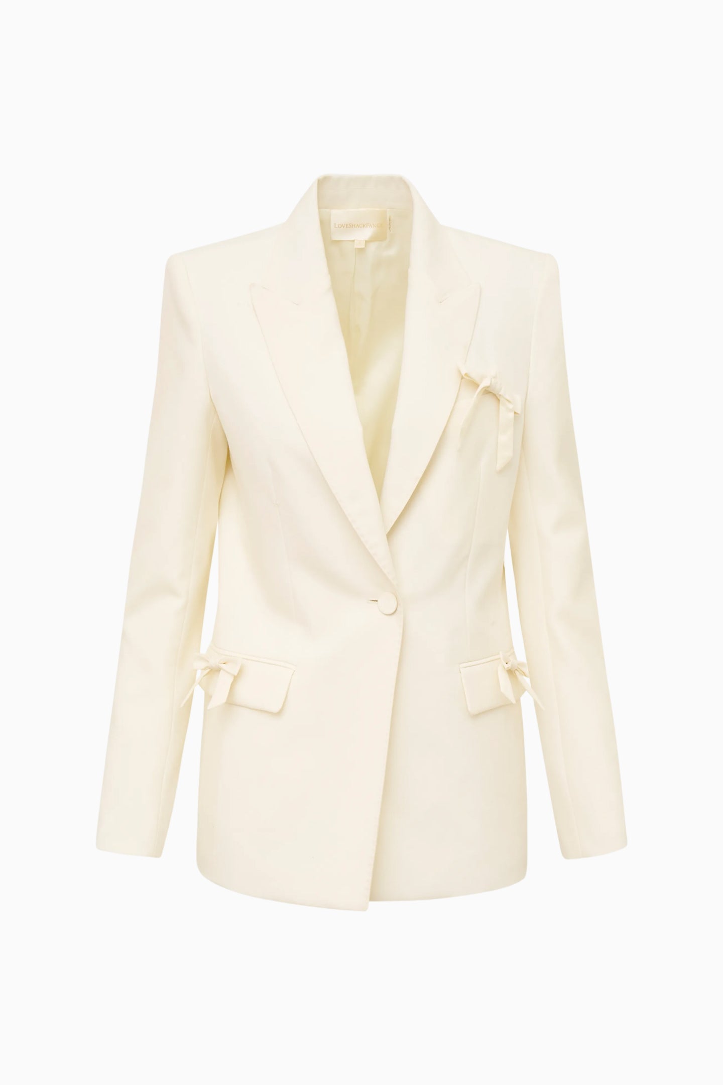 Shayne Wool-Blend Bow-Embellished Blazer | Loveshackfancy for sale