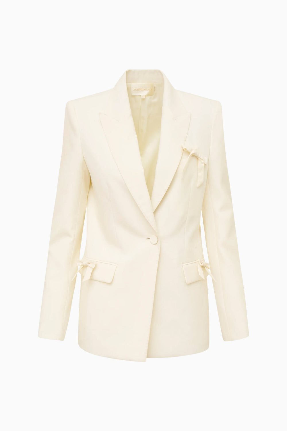 Shayne Wool-Blend Bow-Embellished Blazer | Loveshackfancy for sale