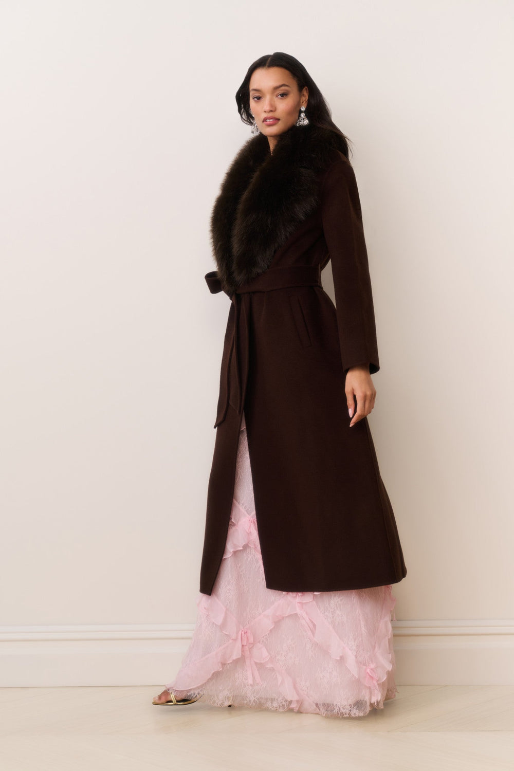 Kenzia Faux Fur Collar Wool Coat | Loveshackfancy US