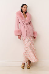 Rosen Faux Fur Wool Wrap Coat | Loveshackfancy for sale