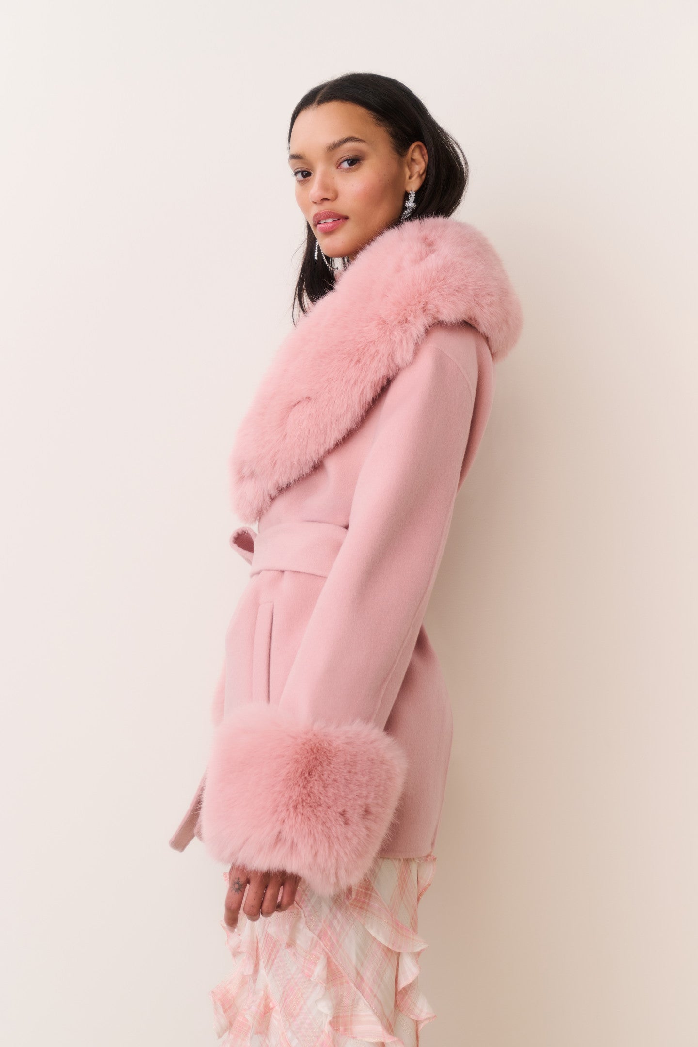Rosen Faux Fur Wool Wrap Coat | Loveshackfancy for sale
