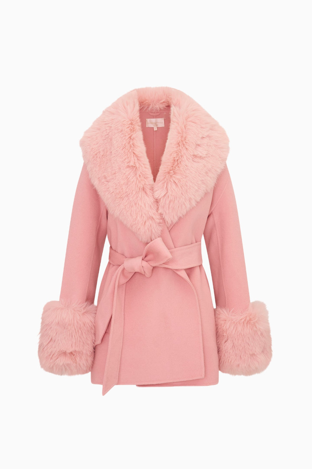 Rosen Faux Fur Wool Wrap Coat | Loveshackfancy for sale
