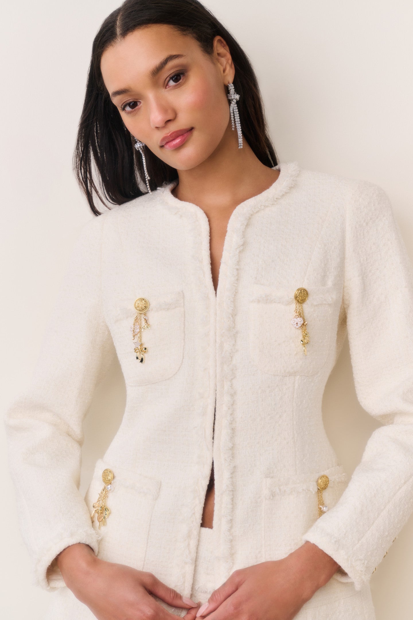 Adrina Tweed Embellished Jacket | Loveshackfancy US