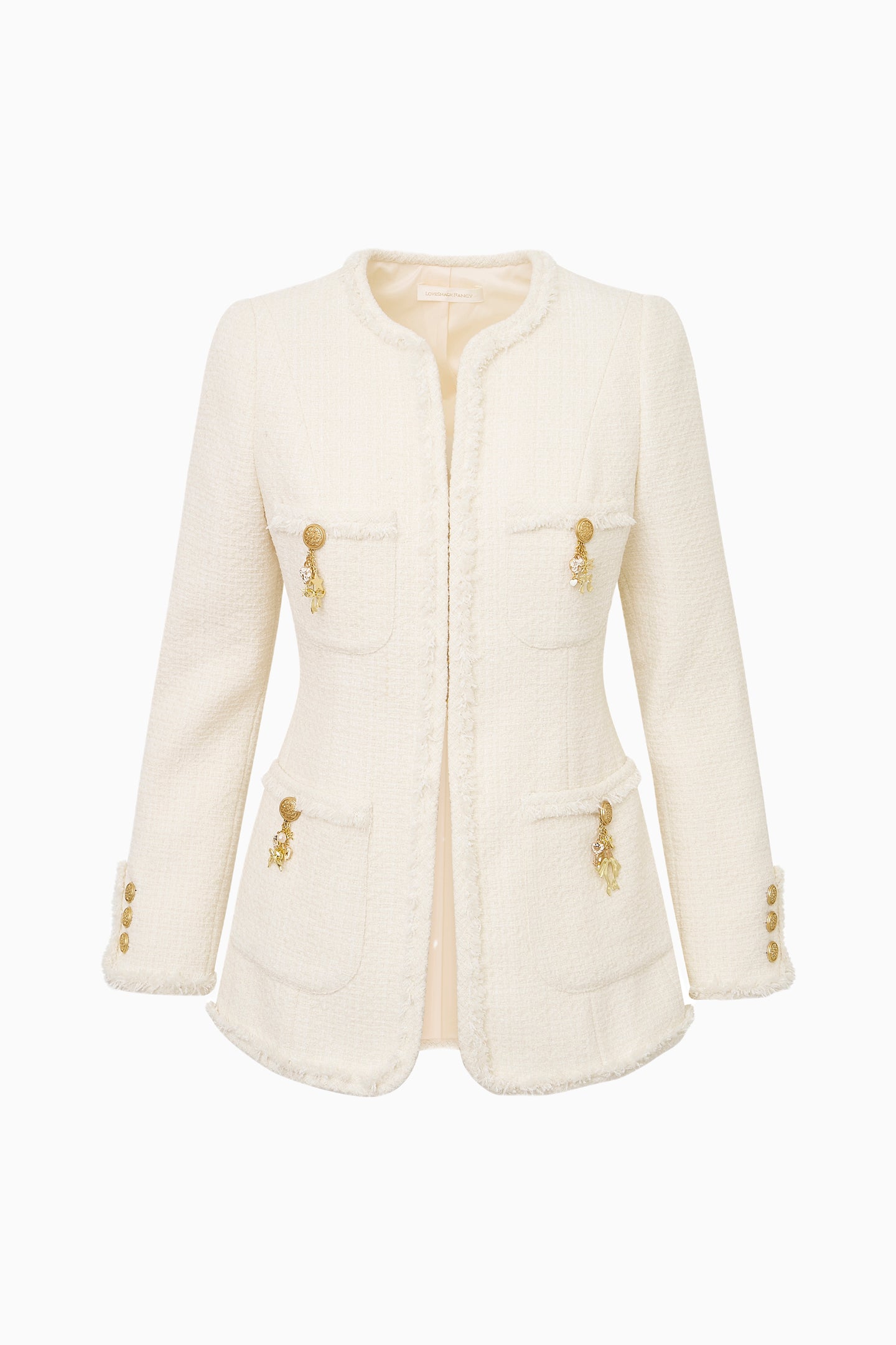 Adrina Tweed Embellished Jacket | Loveshackfancy US