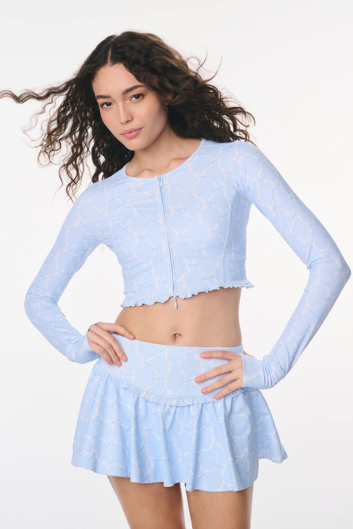 Vanina Bow Print Mini Active Skort | Loveshackfancy online