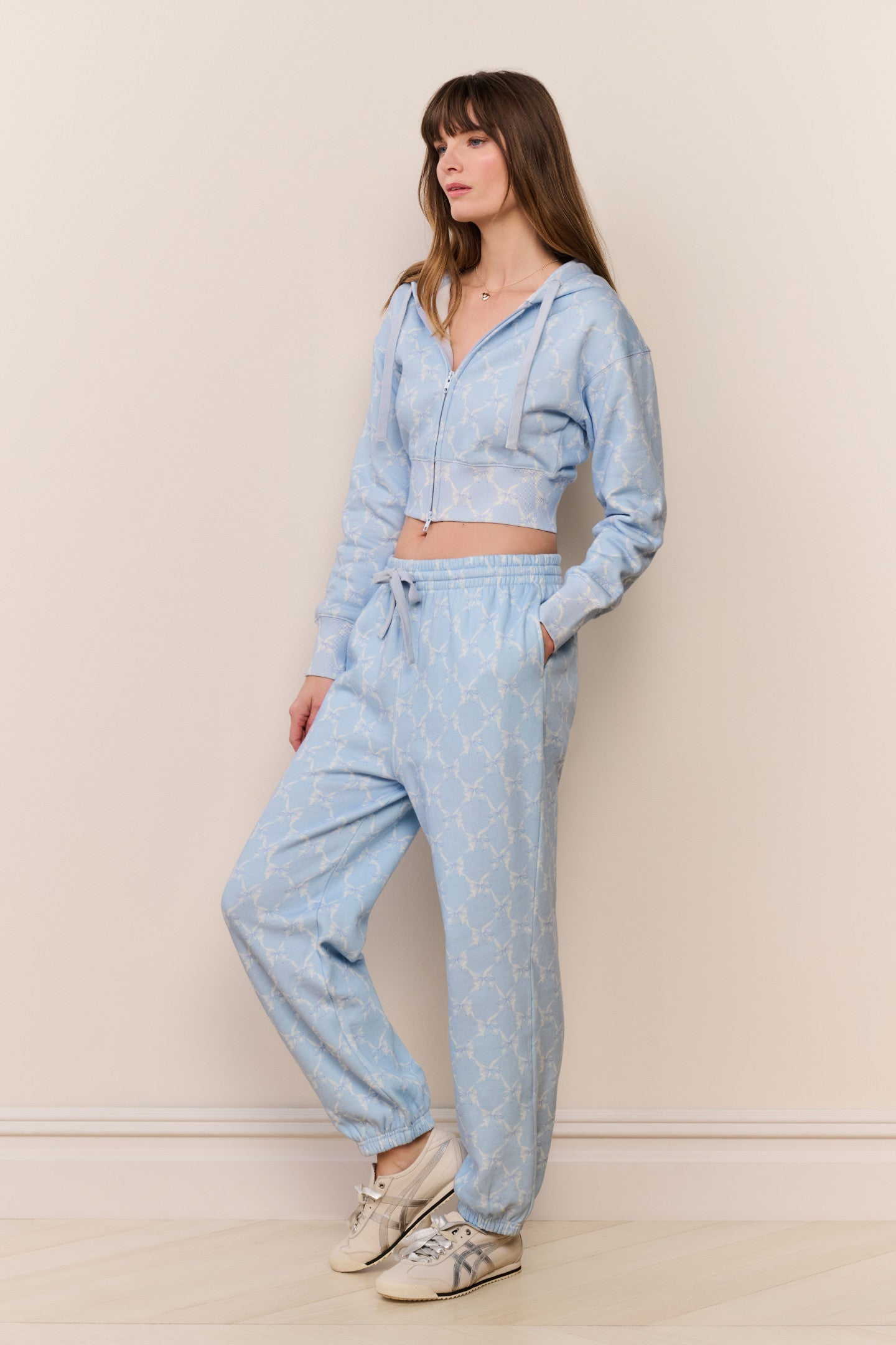 Arienne Cropped Bow Print Hoodie | Loveshackfancy for sale