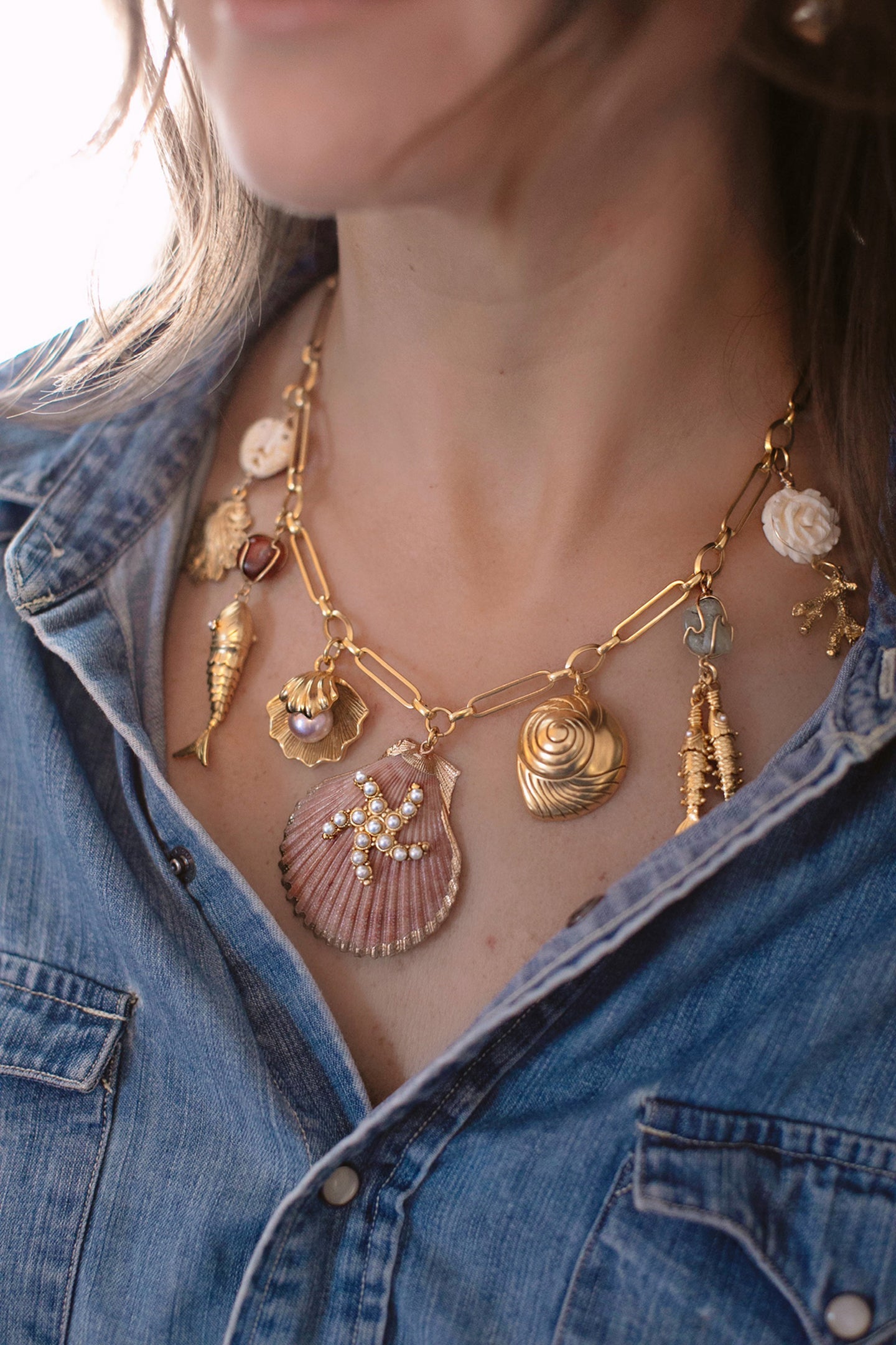 Brinker+Eliza Montauk Shell Necklace | Loveshackfancy near me