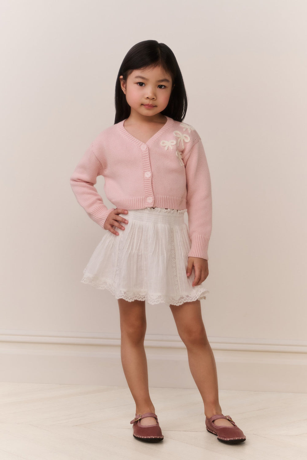 Little Girls Jayne Bow Embroidered Cardigan | Loveshackfancy sale