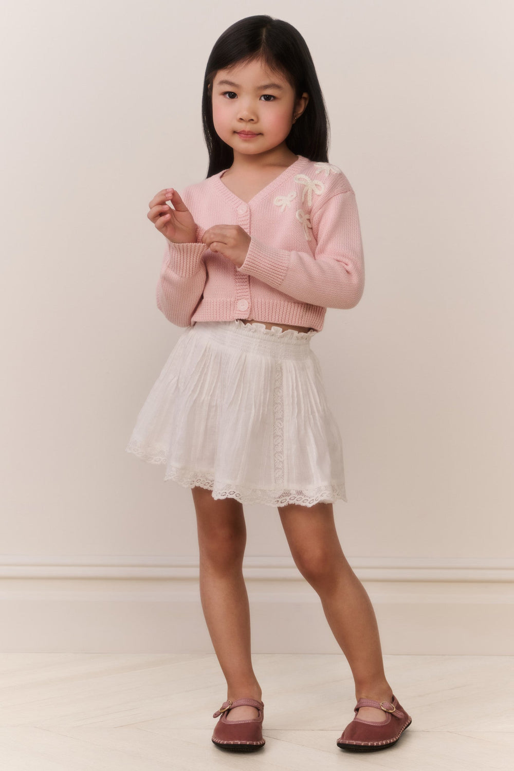 Little Girls Jayne Bow Embroidered Cardigan | Loveshackfancy sale