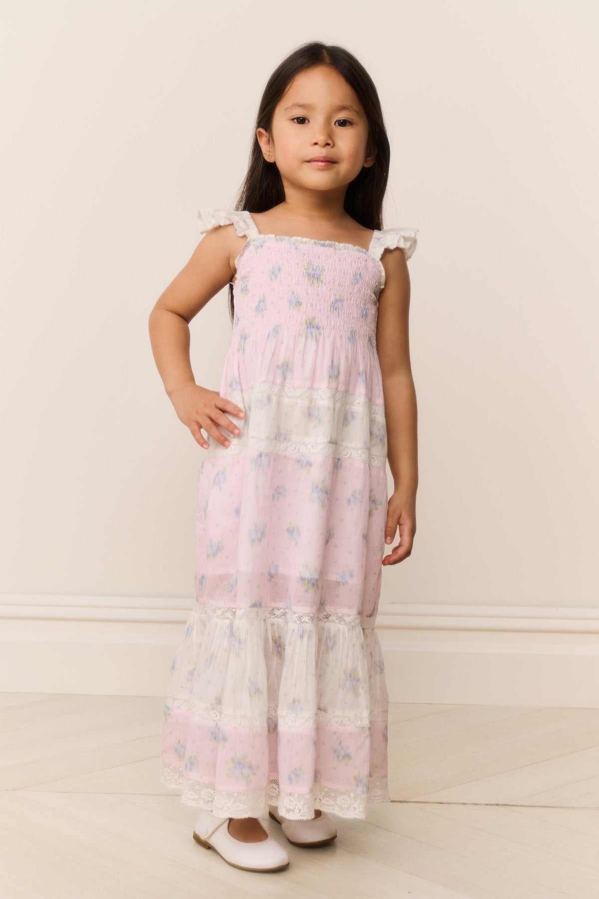 Little Girls Rhiannon Mixed Print Maxi Dress | Loveshackfancy online