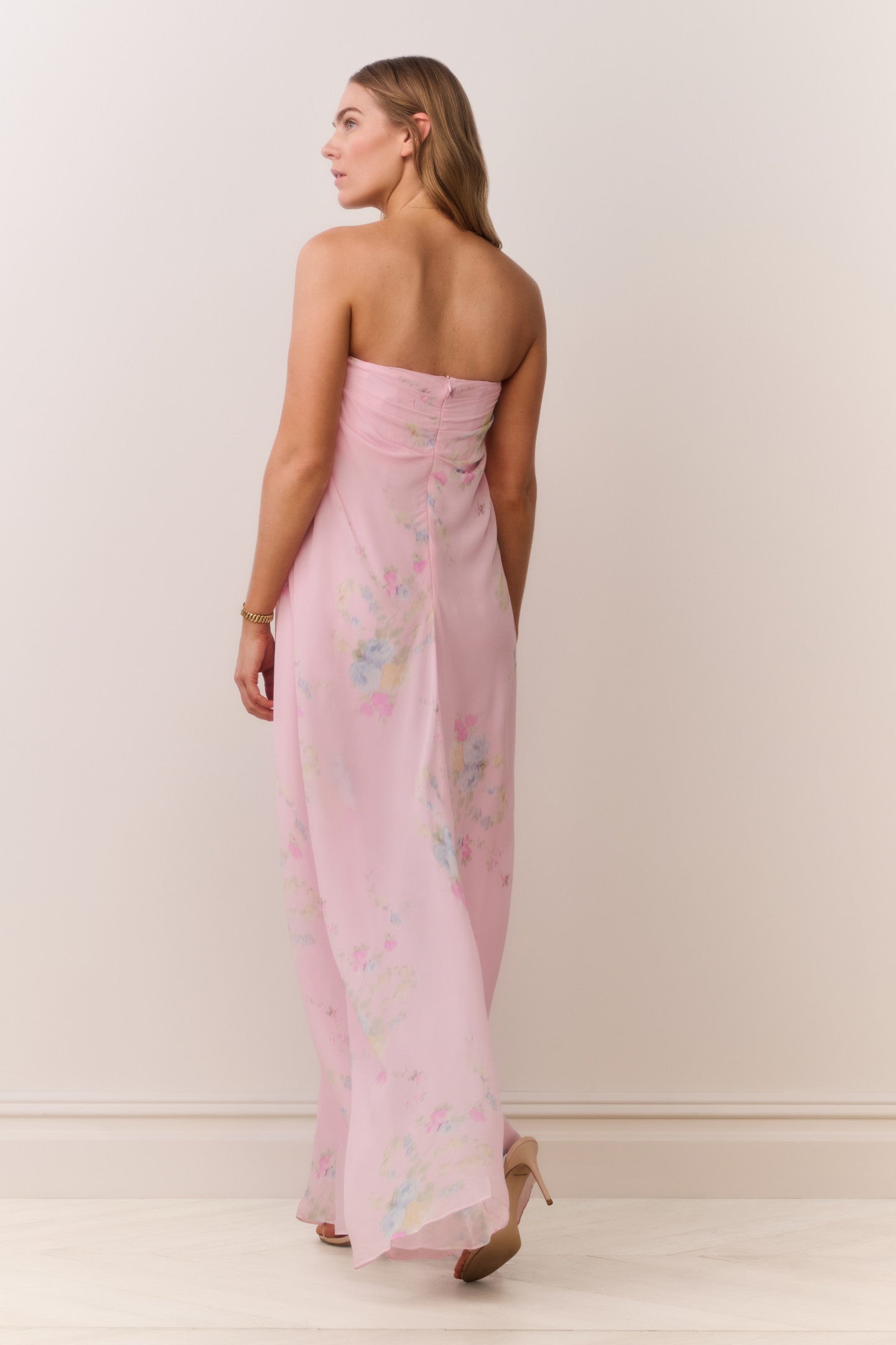 Emara Strapless Floral Chiffon Gown | Loveshackfancy discount