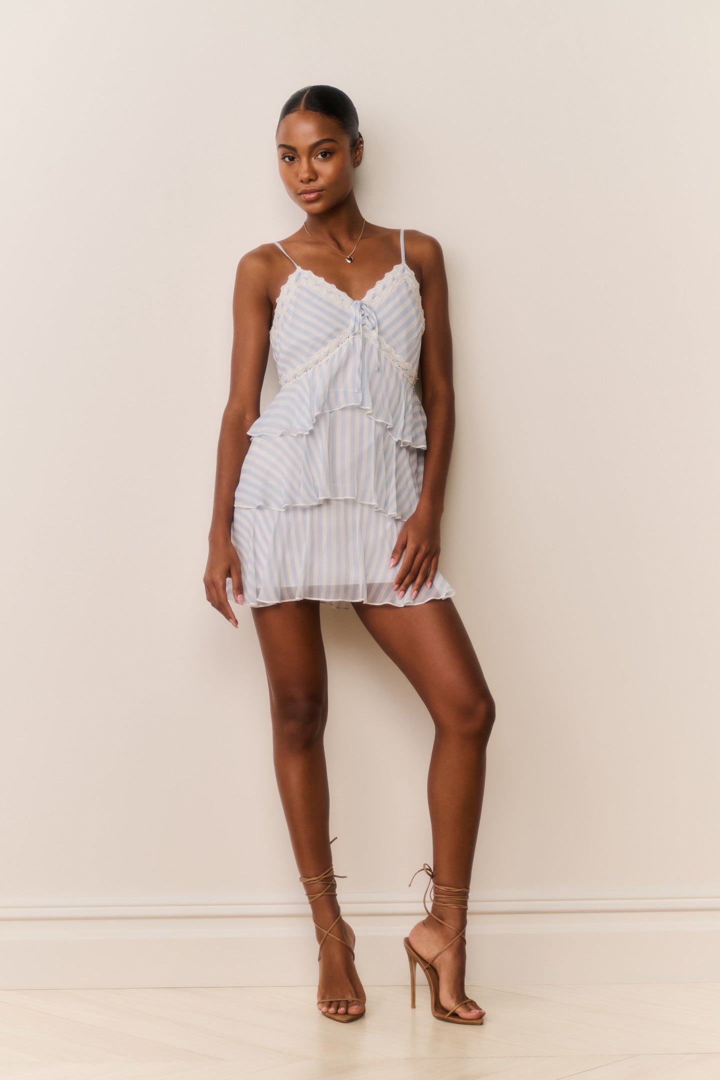 Marlia Striped Chiffon Mini Dress | Loveshackfancy for sale